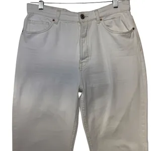 Zara Women Off White High Waisted Straight Leg Raw Hem Jeans Size 10 thumbnail 3