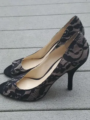 Nine West Black Lace Peep Toe Heels | Nine West Sorbet Heels thumbnail 4