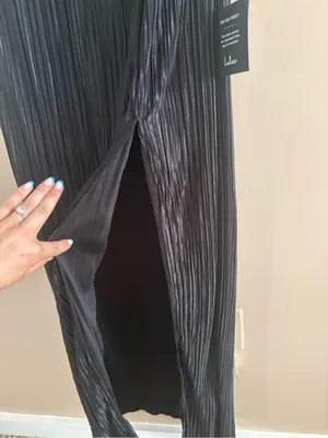 Lulus Lulus Poised Performance Black Plisse One-Shoulder Maxi Dress Size Small thumbnail 10