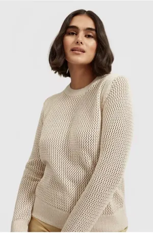 Everlane Mesh Soft Cotton Crew Sweater in Praline Cream Women's sz XS Minimalist thumbnail 1