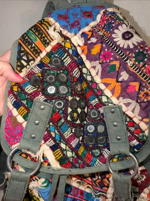 Earthbound Boho Slashed Floral Backpack‎ Hippie Gypsy Fairy Bag Vacation Purse thumbnail 2