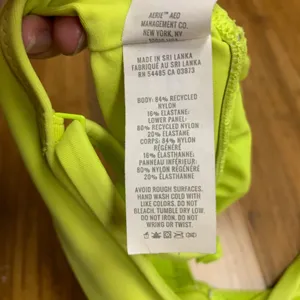 Aerie Triangle Bikini Top Ribbed Neon Green Womens Size Medium‎ Swimwear Summer thumbnail 4