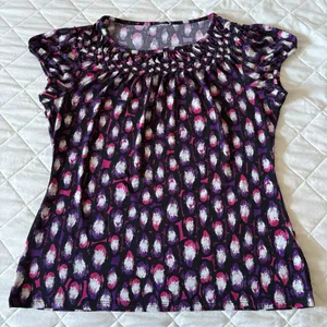 Womens Size Medium Purple Short Sleeve Blouse‎ Peasant Officecore Corporate Goth thumbnail 1