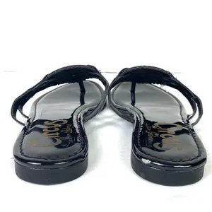 Sam Edelman Circus Canyon Shiny Black Patent Leather Emblem Flip Flop Sandals 7 thumbnail 5