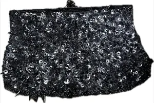Lancôme Vintage Black Sequin and Beaded Evening Bag/Clutch with Crossbody Strap thumbnail 1