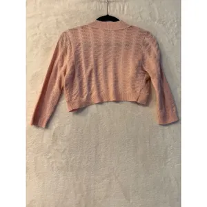 Candies Pink Shimmer Cropped Shrug Sweater Open Front‎ Bolero 3/4 Sleeve Small thumbnail 4