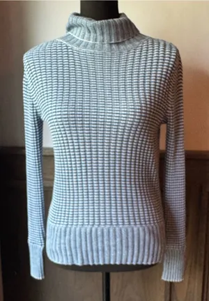 Calvin Klein green striped Ribbed Turtleneck Sweater small thumbnail 1