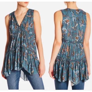 Free People Purple Haze Floral Long Tunic, Medium thumbnail 2