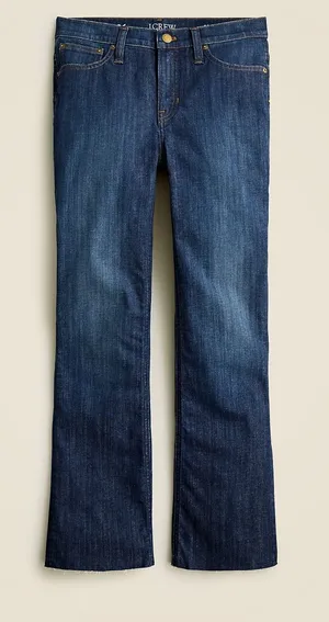 J. Crew 9" demi-boot crop‎ Kicky Hem jean in Dark Worn Wash Blue Size 27 thumbnail 1