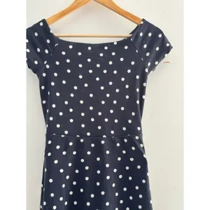 Boden Navy Blue White Polka Dot Jersey Dress Short Sleeve Boat Neck US 2R thumbnail 3