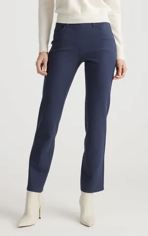 Quince Navy Blue Ponte Pants Straight Leg Size Medium 27" Inseam Office Career thumbnail 1