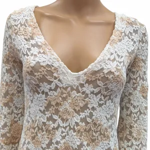 T Party Floral Lace Sheer Long Sleeve Tunic Top Womens Small thumbnail 7