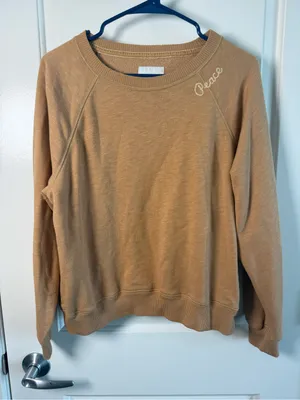 American Eagle Outfitters Tan Crewneck Sweatshirt with Script Accent thumbnail 2