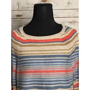 L.L. Bean textured multicolored striped long sleeve pullover sweater Size XS thumbnail 2