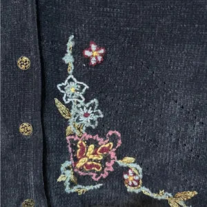 Vintage Koret Sweater Vest Floral‎ Embroidery Button Front Sz S thumbnail 7