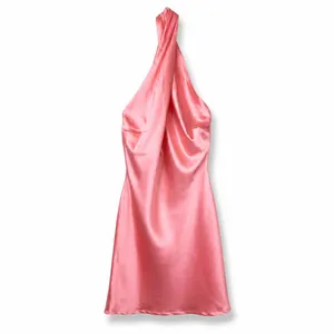 NEW Lulus Coral Pink Beyond Classy Sleek Satin Halter Open Back Chic Mini Dress thumbnail 7