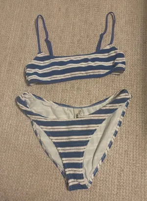 Triangl terry cloth blue and white striped bikini thumbnail 1