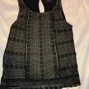 American Eagle Crochet Lace Tank Top Large Black Boho Whimsigoth Sleeveless‎ thumbnail 1