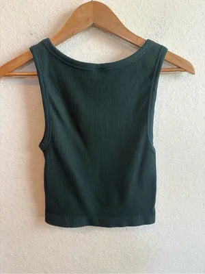 Sunday Best Dark Green Ribbed Scoop Neck Tank Size Medium thumbnail 3
