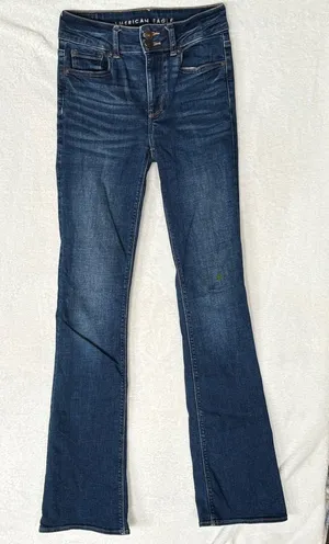 American Eagle Outfitters Dark Blue Flare Jeans thumbnail 1
