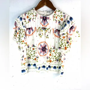 Rose & Olive M Boho Floral Print Ruffle Sleeve Crop Top thumbnail 6