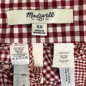 Madewell Gingham shift red white checkered picnic retro dress pockets size xs thumbnail 7