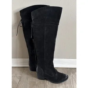 Born Womens 7M Gallinara Boot Over The Knee Black‎ Distressed Suede Riding Boho thumbnail 2