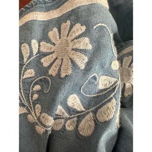 NEW Rebecca Minkoff One Shoulder Embroidered Blue Chambray Top Boho Summer thumbnail 6