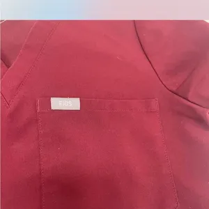 Three (3) Figs Catalina One-Pocket Scrub Top - Maroon, Blue, Charcoal. Size XS thumbnail 8
