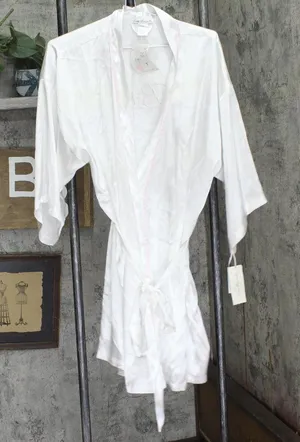 Linea Donatella Womens Bride Satin Wrap Robe BDS091 White XL thumbnail 1