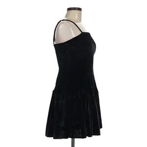 Maeve Drop-Waist Velvet Mini Dress Women Size M Black Goth Whimsigoth LBD thumbnail 3