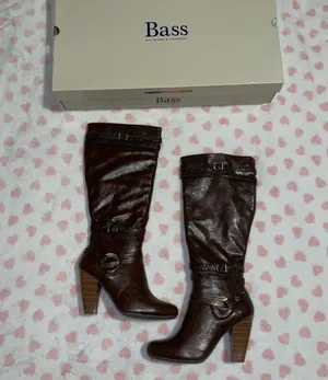Bordeaux Bass Shoes Bass Brown Knee High Heel Boots Size 7 thumbnail 1