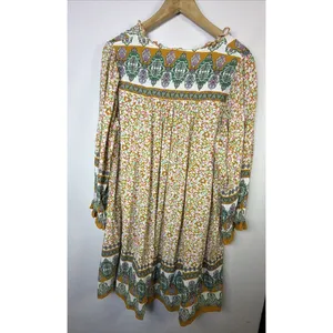 Umgee orange large Floral Shirt Midi Dress bohemian western 90's boho y2k casual thumbnail 10