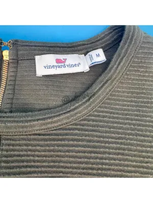 Vineyard Vines Ribbed Ottoman Shift Dress Dark Green Cotton Stretch Size M thumbnail 6
