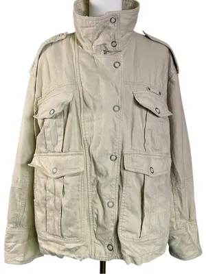 Free People Bohemian Kali Washed Utility Military Canvas Jacket Oat Large thumbnail 11