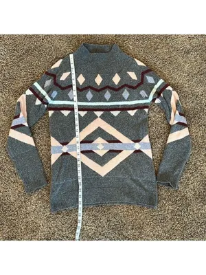 Pink Rose geometric mock neck sweater medium thumbnail 8