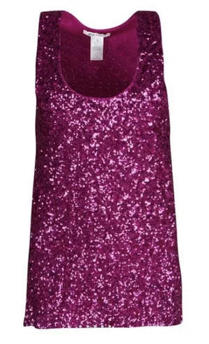 Alice + Olivia Pink Sequined Tank Top Size Medium All Over Sequin Glam thumbnail 1