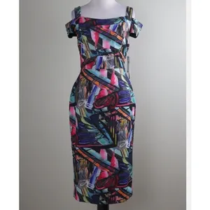 NICOLE MILLER New York NWT‎ $128 Abstract Art Print Cold Shoulder Dress Size 10 thumbnail 2