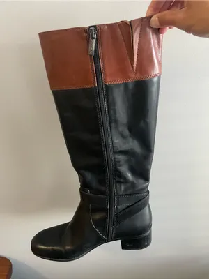 Bandolino Two-Tone Tall Riding Boots - Black & Brown thumbnail 5