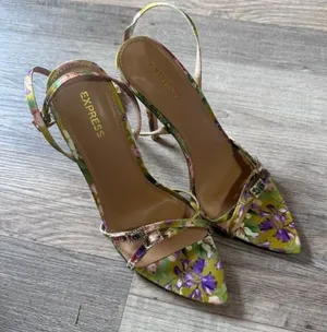 Express Floral Rhinestone Pointed-Toe Heeled Sandals – Size 7 thumbnail 1