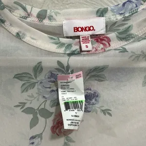 NWT y2k white bongo sheer floral top size small thumbnail 4