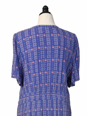 Knox Rose Maxi Dress XXL Blue Floral Tassel Tie Tiered Flutter Sleeve Cottage thumbnail 9