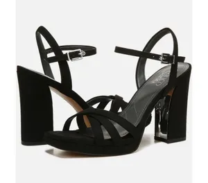 Franco Sarto Womens Damalis Faux Leather Open Toe Heels black size 8.5 thumbnail 1