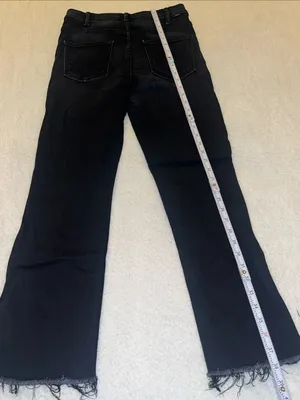 MOTHER Hustler Ankle Fray Crop‎ Flare High Rise Washed Black Jeans 29 thumbnail 9