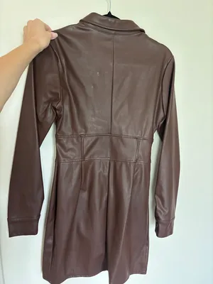Le Lis Chestnut Brown Leather dress thumbnail 3