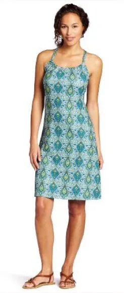 Prana blue green boho Quinn athletic built in bra mini outdoor dress S thumbnail 1