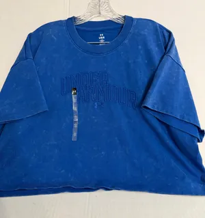Under Armour Ladies Heather Wash Blue Cropped Logo Tee thumbnail 1