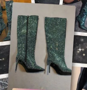 INC International Concepts Havannah2f Rhinestone Boots Blue AB Size 5.5M NEW thumbnail 1