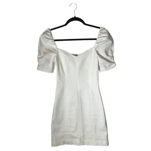 Alice+Olivia Dress Women 0‎ White Vintage Sugar Denim Mimi Puff Sleeve Mini thumbnail 2