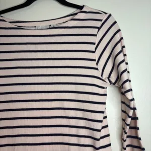 L.L.‎ Bean Striped 100% Cotton 3/4 Sleeve Pink Navy Top Women's Small Peru thumbnail 2